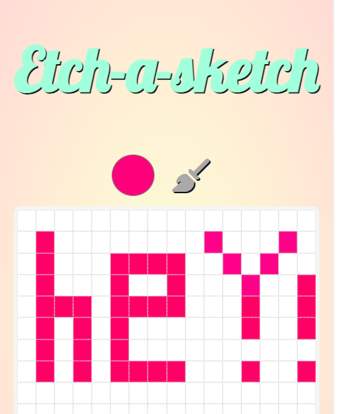 Screenshot of Etch-a-sketch on mobile view.